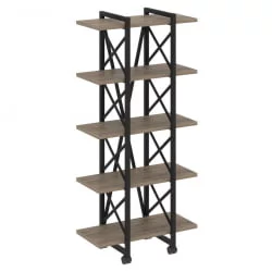 Стеллаж на колесных опорах - 5 полок ЛОФТ ВР.Л-МСТ.К-5.4В Металл черный Тиквуд темный / LOFT VR.L-MST.K-5.4V