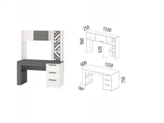 Стол с надстройкой (лев/прав) Аляска 62