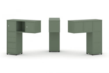 Надставка на стол низкая односторонняя + задняя стенка (5шт.) + блок с 2-мя ящиками (2шт.) + распашной фасад (2 шт.) CОНCЕПТ CН.ОНН-004 Кобо Черный металл / CONCEPT CN.ONN-004