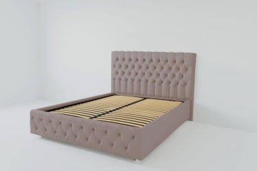 Мягкая интерьерная кровать &куот;Версаль&куот; с ортопедическими латами (металл) Материал фасада: Велюр; Спальное место: 1200х2000 мм; Цвет фасада: Темно серый; Цвет корпуса: Темно серый / "Версаль"