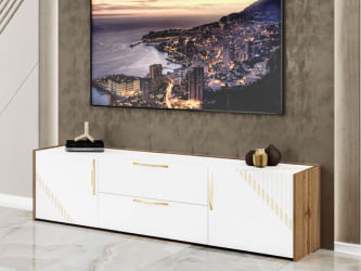 ТВ тумба Монако 606.03 Дуб Вотан / Белый шпон/ Альпийский белый