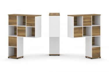 Надставка на стол высокая двухсторонняя + задняя стенка (8 шт.) CОНCЕПТ CН.ДНВ-001 Сандал Янтарный Белый бриллиант Черный металл / CONCEPT CN.DNV-001