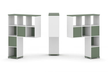 Надставка на стол высокая двухсторонняя + задняя стенка (5 шт.) CОНCЕПТ CН.ДНВ-003 Кобо Белый бриллиант Белый металл / CONCEPT CN.DNV-003