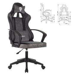 Кресло компьютерное БРАБИКС Форсер ГМ-127, 2 подушки, экокожа/велюр, черное/серое / BRABIX Forcer GM-127,