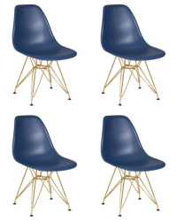 Стул обеденный ДОБРИН ДСР (ножки золотые, цвет тёмно-синий (БЕ-12)) 4 шт / DOBRIN DSR (BE-12))