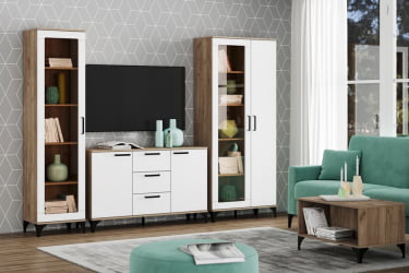 Шкаф комбинированный Марсель НМ 013.51 Меренга Дуб Крафт табачный