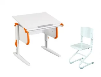 Растущая мебель Парта 1/75 + Стул Белый Оранжевый / Parta Stul