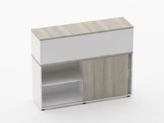 Тумба комбинированная высокая для рабочего модуля Дека 9.04.145 Дуб Сантана светлый/Белый / Deka