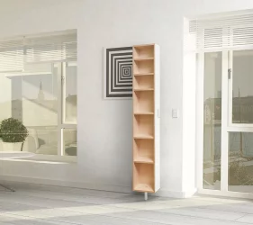 Поворотный зеркальный шкаф Зум Шелф Молочный дуб