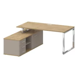 Стол руководителя с опорной греденцией , левый СХИФТ СК.СРГ-180 (Л) Тиквуд Светлый/Капучино / SHIFT SK.SRG-180 (L)