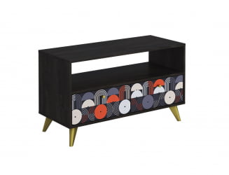 ТВ тумба ТМ-005 АРТ Угольный камень/ВИНИЛ / камень/VINIL