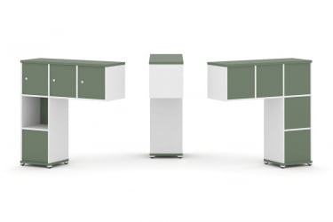 Надставка на стол низкая односторонняя + задняя стенка (5 шт.) + блок с 1-м ящиком (1 шт.) + распашной фасад (3 шт.) CОНCЕПТ CН.ОНН-006 Кобо Белый бриллиант Белый металл / CONCEPT CN.ONN-006