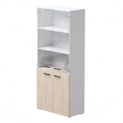 Шкаф комбинированный со стеклом Еверпроф ЕВО 254Н004 Дуб Соната Белый / Everprof EVO