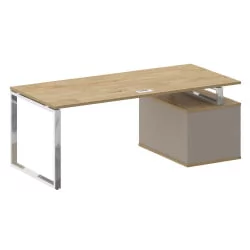 Стол руководителя с опорной тумбой , левый СХИФТ СК.СРТ-200 (Л) Тиквуд Светлый/Капучино / SHIFT SK.SRT-200 (L)