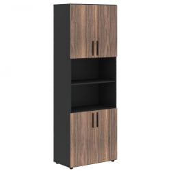 Шкаф с 2 комплектами глухих малых дверей ВЕЛИОН ВЕНЕЕР ВРХCС 80.4 Американский орех Яшма черная / VELION VENEER VRHCS