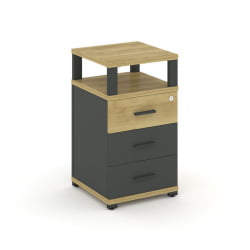 Тумба приставная с 3-мя ящиками и надставкой CОНCЕПТ CН.ТУП-003 Б/В Дуб Винченцо Антрацит / CONCEPT CN.TUP-003 B/W