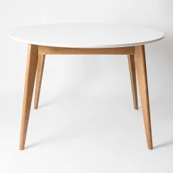 Стол обеденный Орион 100кс100 Морилка Дуб натуральный Эмаль белая / 100x100