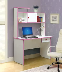 Стол для школьника компьютерный №9 Белый/Ярко-розовый