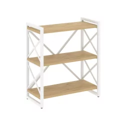 Стеллаж на регулируемых опорах - 3 полки ЛОФТ ВР.Л-МСТ.О-3.8 Металл белый Тиквуд светлый / LOFT VR.L-MST.O-3.8