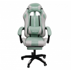 Геймерское кресло 1208, замша, цвет сине-белый с массажем, арт 1208-Блуе-Вхите / 1208-Blue-White