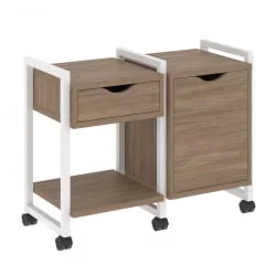 Тумба на колесных опорах наборная. Вариант №3 ЛОФТ ВР.Л-ТН-3.К Металл белый Дуб Аризона / LOFT VR.L-TN-3.K