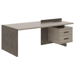 Стол руководителя правый ВООД&СТОНЕ СФ-531302 Дрифтвуд Бетон Чикаго темный / WOOD&STONE