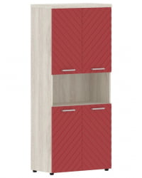 Шкаф с 2-мя комплектами глухих малых дверей и топом Торр ЛУКС ТЛХC 85.4 Сосна Эдмонд Красный / Torr LUX TLHC