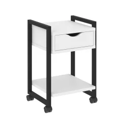 Тумба на колесных опорах с ящиком и полкой ЛОФТ ВР.Л-Т1.К Металл черный Белый Бриллиант / LOFT VR.L-T1.K