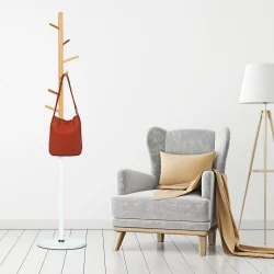 Вешалка-стойка БРАБИКС CР-1906 на мраморном диске Белый / BRABIX CR-1906