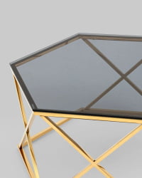 Журнальный столик Круз 93*80 стекло смоке сталь Золото / smoke