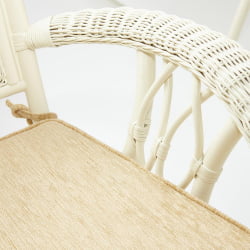 Комплект обеденный АНДРЕА ГРАНД (стол со стеклом+6 кресел+ подушки) ТCХ Вхите (белый), Ткань рубчик, цвет кремовый / ANDREA GRAND TCH White