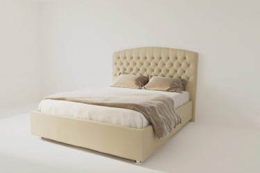 Мягкая интерьерная кровать &куот;Берлин&куот; без основания Цвет фасада: Бежевый; Цвет корпуса: Бежевый; Материал фасада: Искусственная кожа; Размер: 2000кс2000 мм; Спальное место: 2000х2000 мм / "Берлин" 2000x2000