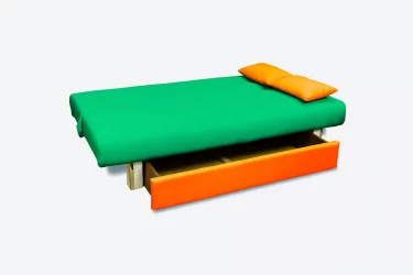 Диван тканевый МАНГО 4 (2 категория) Зеленый Оранжевый / MANGO