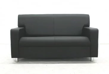 Диван офисный двойной Клерк 3 Черный Екотекс 3001 / Ecotex