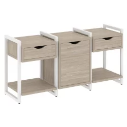 Тумба на регулируемых опорах наборная. Вариант №6 ЛОФТ ВР.Л-ТН-6.О Металл белый Дуб Аттик / LOFT VR.L-TN-6.O