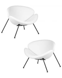 Кресло дизайнерское ДОБРИН ЕМИЛЙ (белый винил ЙП17, черное основание) 2 шт / DOBRIN EMILY YP17,