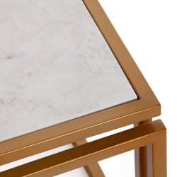 Стол квадратный Сеcрет Де Маисон КУАТТРО ( мод. 14153 ) алюминиевый сплав/мрамор, 41*41*41 см, золотой/белый мрамор / Secret De Maison QUATTRO mod.