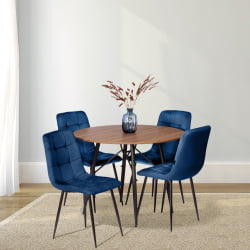 Стул CХИЛЛЙ (мод. ДЖСC-220) Велюр/металл , 44,5х52,5х88 см, Блуе (синий) ХЛР64 / черный / CHILLY (mod. JSC-220) Blue HLR64