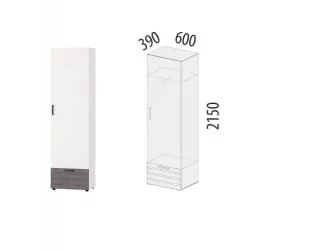 Узкий шкаф в прихожую Денвер 400.01