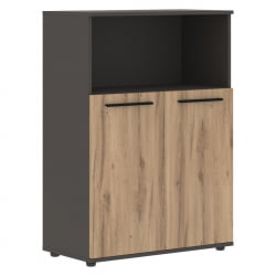 Шкаф с глухими малыми дверьми ЕДИС ЕМCС 85.3 Дуб Денвер светлый Черный Мокко / EDIS EMCS