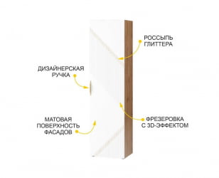 Распашной шкаф в гостиную Монако 606.16 Дуб Вотан / Белый шпон/ Альпийский белый