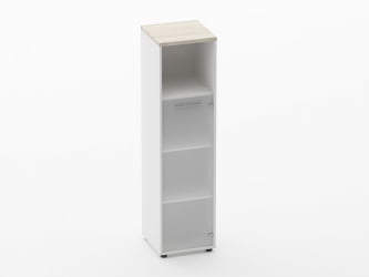 Шкаф 3 узкий 1 стеклянная дверь, с нишей Дека 10.16.16Пр Дуб Сантана светлый/Белый / Deka