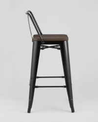Стул полубарный Толикс Воод со спинкой Черный / Tolix Wood