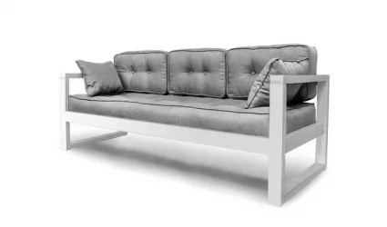 Диван трехместный ДЕмоку Д-3 серебристо-серый_белый / DEmoku