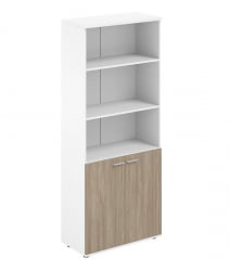 Шкаф высокий полуоткрытый Сигма СГ.831.ВХ.ОД Белый Дуб темный / Sigma SG.831.WH.OD