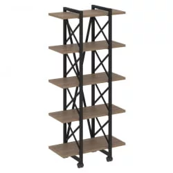 Стеллаж на колесных опорах - 5 полок ЛОФТ ВР.Л-МСТ.К-5.4В Металл черный Дуб Аризона / LOFT VR.L-MST.K-5.4V