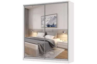 Белый шкаф-купе с зеркалом Виктория 1800х584х2300, Белый 18ДЗДЗ-Б 310-513