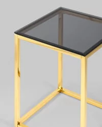 Стол квадратный ТАУН 40кс40 Золото (стекло смоке) / 40x40 smoke)
