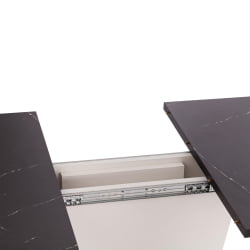 Раздвижной стол ГЕНТ ЛДСП, 110-145кс68,6кс75,5 см, Мрамор Блэк Роял/Белый / GENT 110-145x68,6x75,5