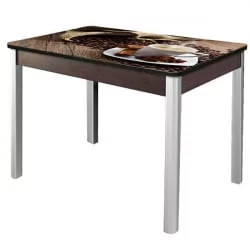 Стол раздвижной 1,35 Триумф, СТЕКЛО, опоры полуовал ХРОМ, Венге/Р012 / Венге/R012